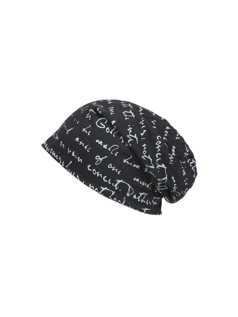 iSWEVEN Printed Cotton Slouchy Skull Hat Beanie Cap